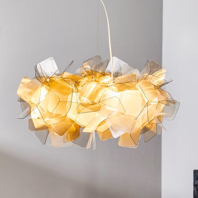 Slamp Lampada a sospensione CLIZIA, dimmerabile, Alluminio / Grigio / Zincato, Soggiorno / Sala da pranzo, Plastica, Design, Lampada a sospensione