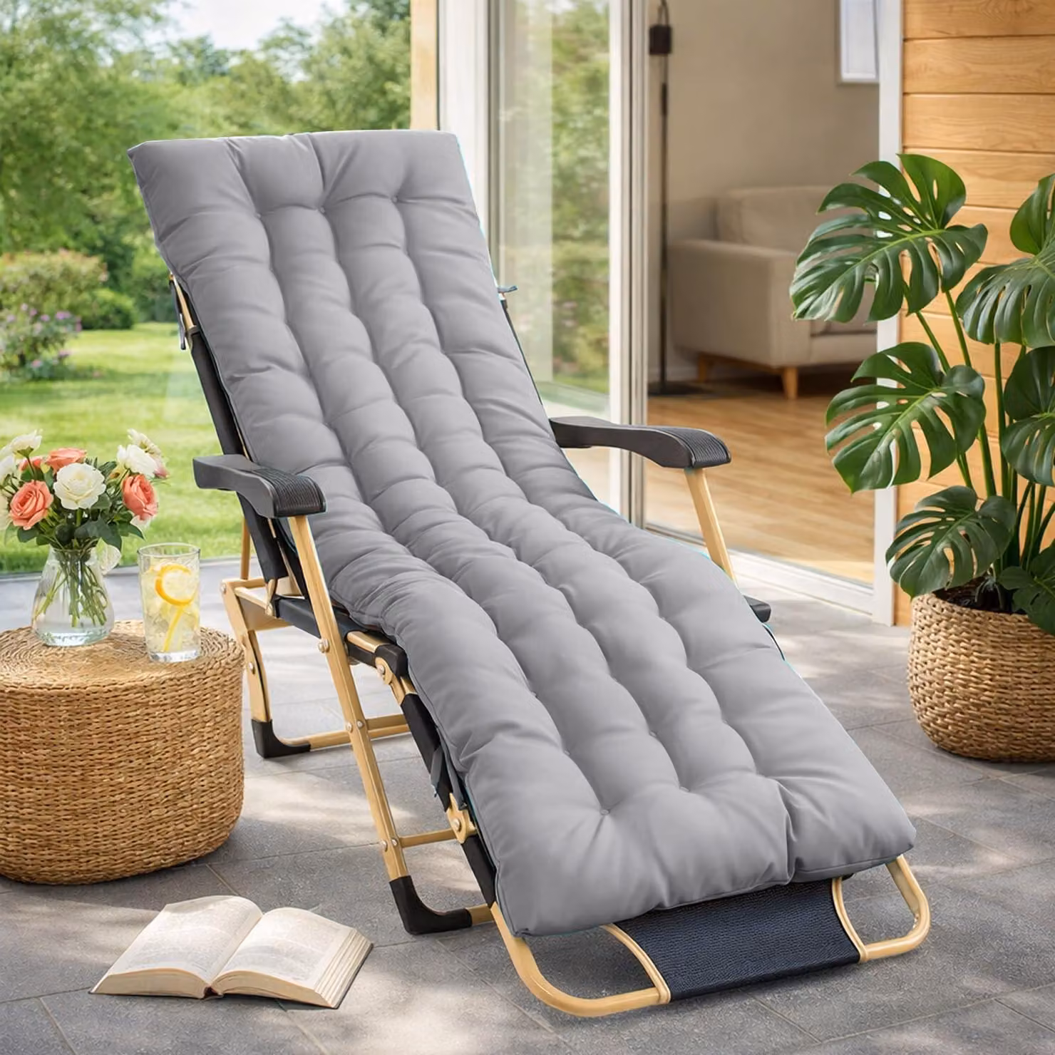 Cuscino per sdraio, dimensioni 170x50x10 cm, impermeabile e resistente ai raggi UV