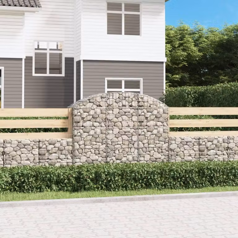 Cesto Gabbione ad Arco vidaXL in Acciaio Zincato Grigio L: 150 cm, P: 50 cm, H: 120/140 cm