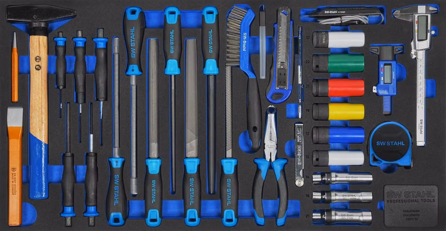 SW-Stahl assortimento di carrelli da officina, utensili generici, 34 pezzi Z3011-10