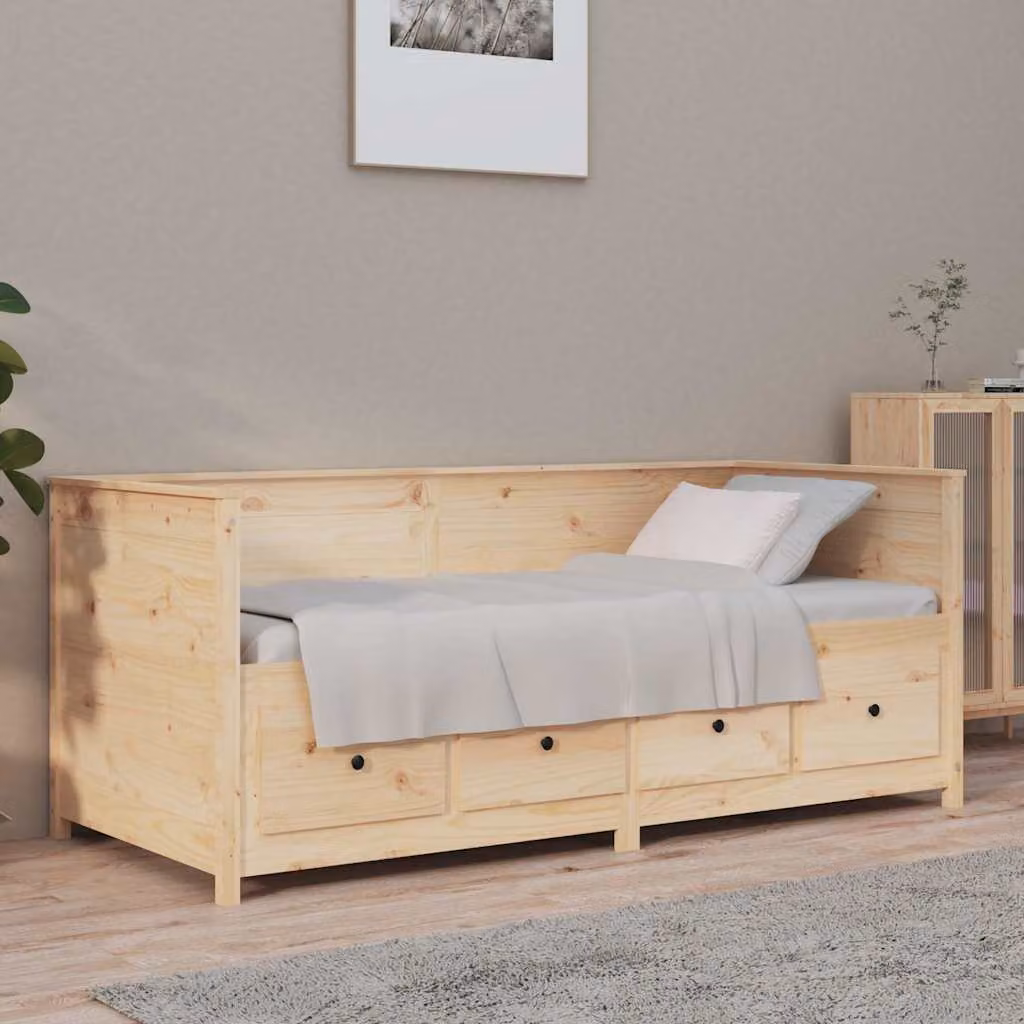 vidaXL Dormeuse in legno massello di pino marrone con cassetti L/P/H: 197.5 x 82.0 x 80.0 cm – 1