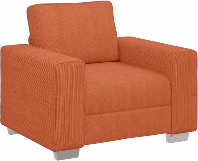 Divano | Divano da soggiorno | Sofa Sedia Rosso Arancione 100x77x82 cm Tessuto di Velluto a Coste