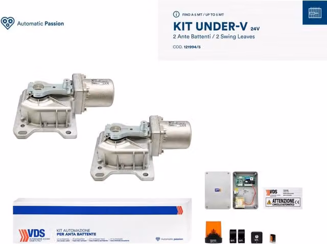Kit 2 Ante per Cancelli a Battente VDS Under-V 24V da 5 Metri Colore Argento