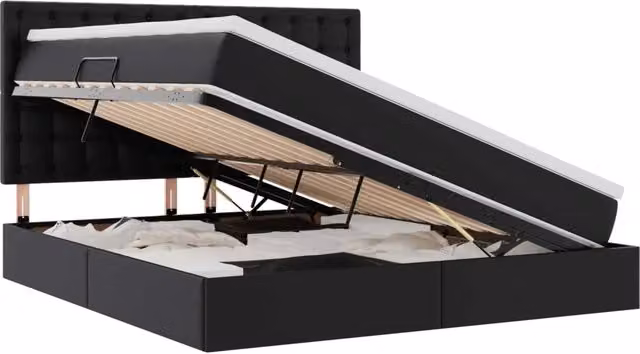 Letto con contenitore e illuminazione LED vidaXL in pelle sintetica nera L 180 x P 200 cm – 2