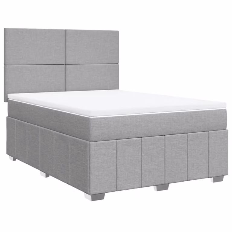 Giroletto a Molle con Materasso Grigio Chiaro 160x200cm Tessuto