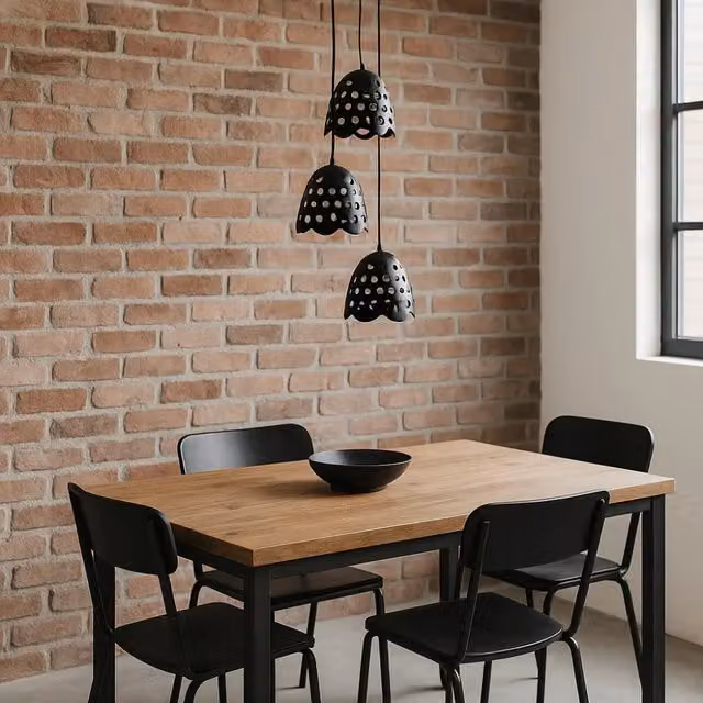 Lampada a sospensione Luna in metallo nero con design moderno a cupola Duzzle