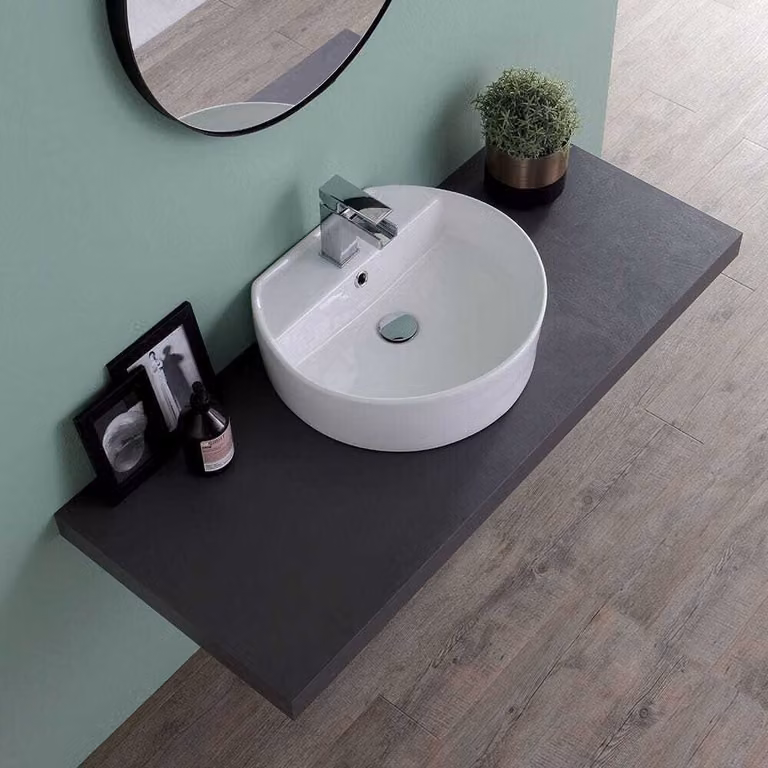 Lavabo d' appoggio ovale in Vetroceramica profondo 44 cm
