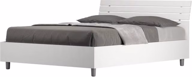 Letto Matrimoniale francese 140x190 cm testata inclinata con doghe Ankel - Contenitore,Bianco Frassino