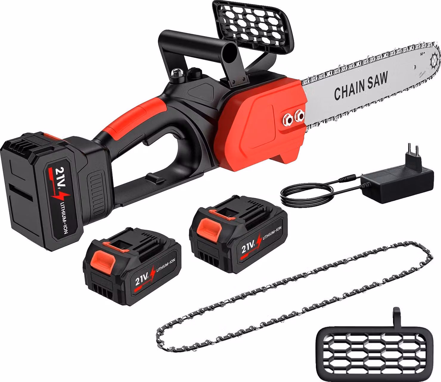Troncatrice a catena elettrica, motore brushless, design ergonomico, 2 batterie