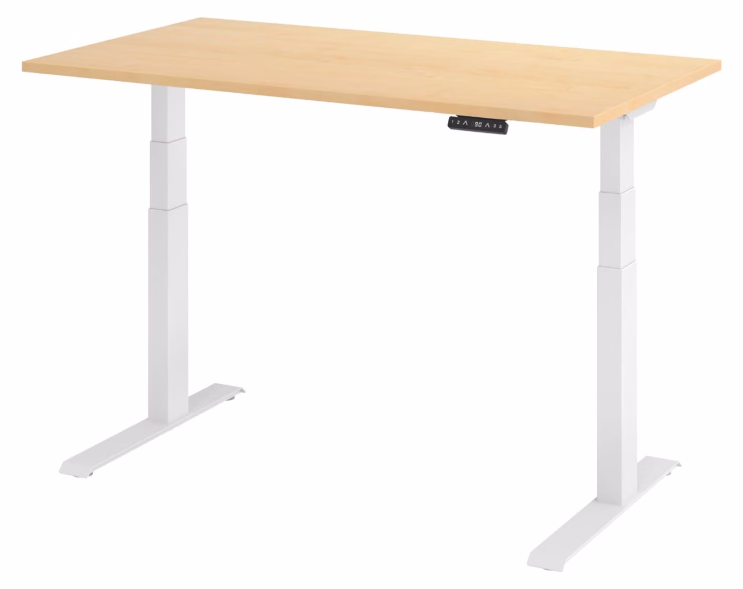 Scrivania elettrica bümö modello XDKB - Finitura: Noce, Struttura: Bianco, Dimensioni: 140 x 80 cm