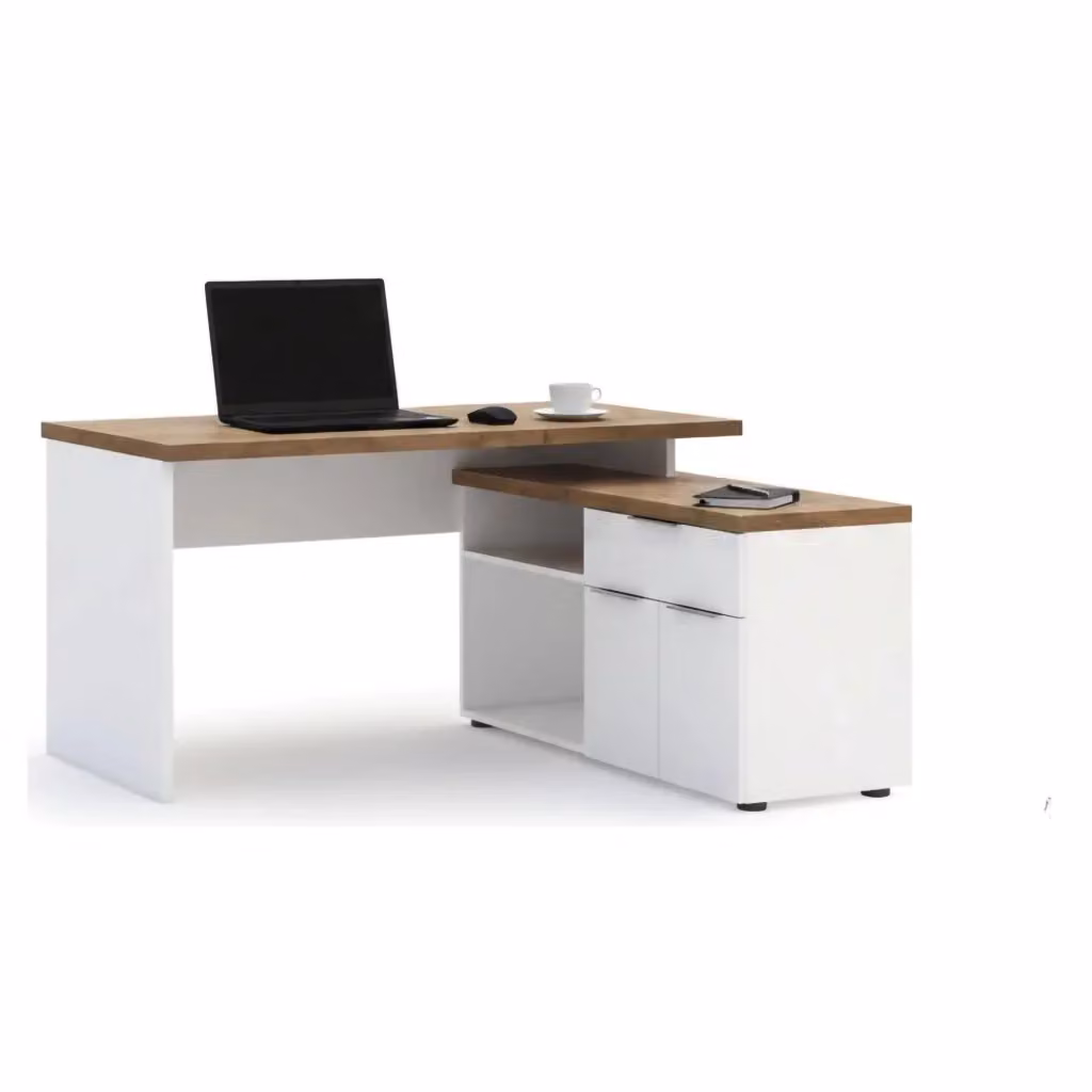 Scrivania DMORA moderna con cassetto in laminato lucido L: 120 cm, P: 120 cm, H: 75 cm – 2