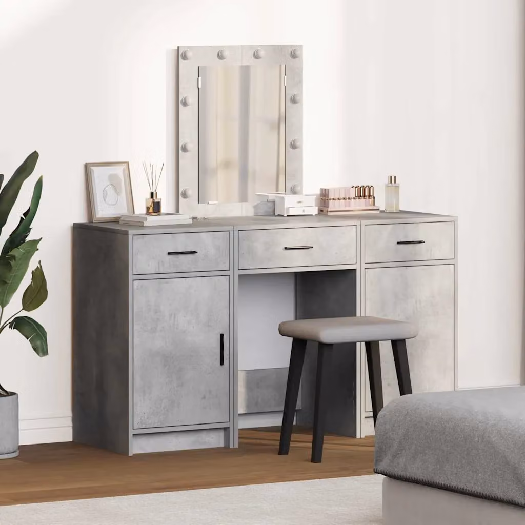 vidaXL Tavolo da Trucco Moderno Grigio in MDF con Finitura Opaca L: 50 cm, P: 41 cm, H: 135 cm