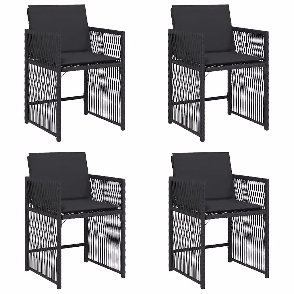 Set di 4 sedie da giardino vidaXL in polyrattan nero con cuscini e braccioli – 2