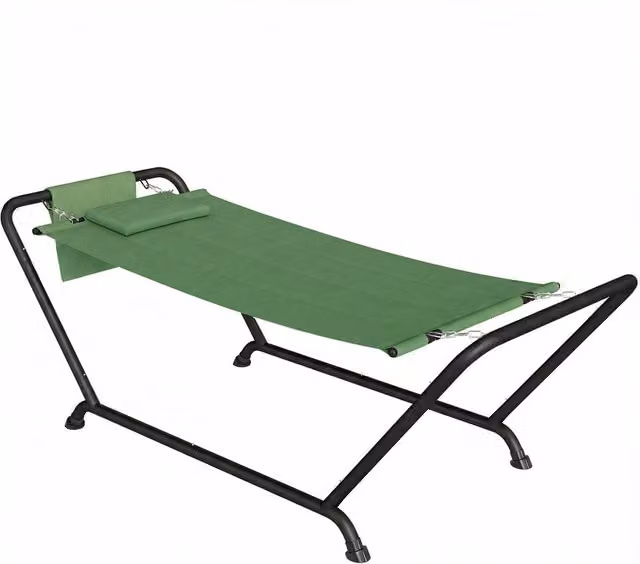 Amaca da Giardino Minimal Verde con Tasca e Poggiatesta Regolabile, L/P/H: 237 x 90 x 92 cm