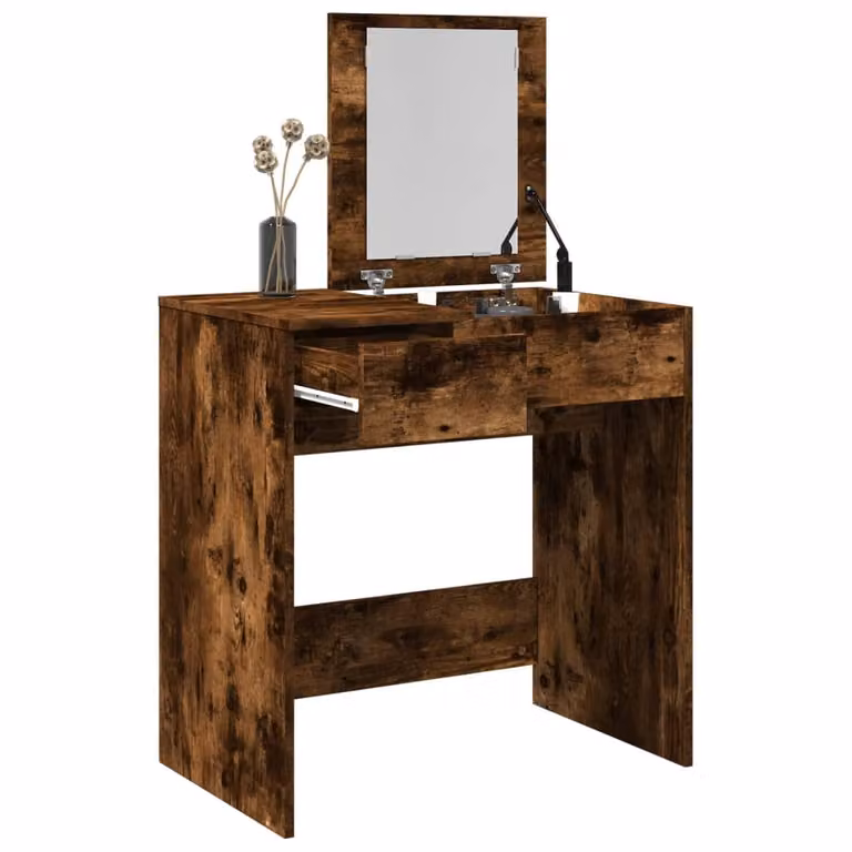 vidaXL Toeletta con Specchio in Rovere Fumo, L: 73 cm, P: 46,5 cm, H: 120 cm