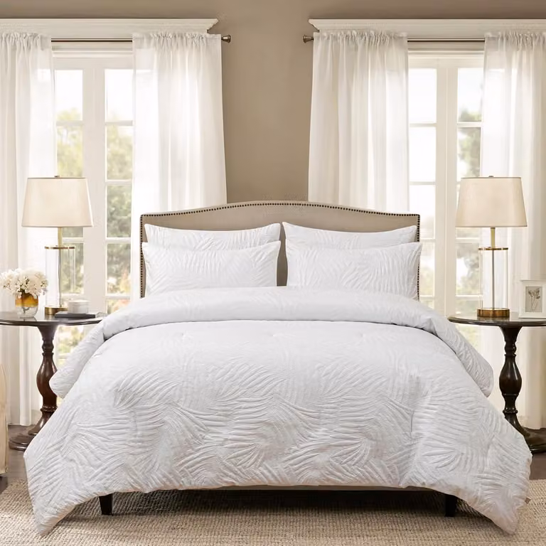 Copertura per letto per tutto l'anno, 135 x 200 cm, per lettino da bambino, 400 g/m², in microfibra, con federa 80 x 80 cm, colore bianco