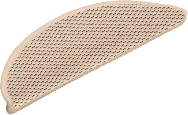 Set di 15 Tappeti Autoadesivi per Scale Berbero in Aspetto Sisal, Design Etnico Multicolore e Beige, L: 56 cm, P: 17 cm, H: 3 cm
