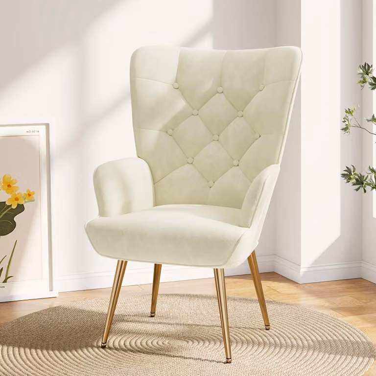 Poltrona – Sedia relax – Design mid-century – Rivestimento in velluto – Seduta in memory foam