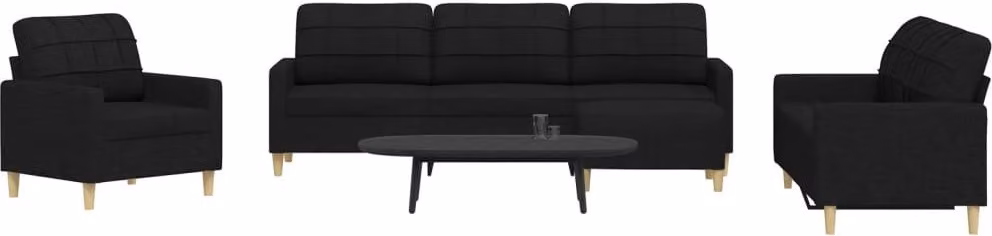 Maison Exclusive - Set divano 4 pezzi con poggiapiedi, tessuto nero
