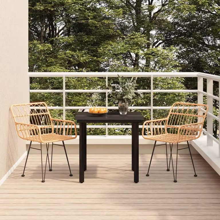 The Living Store Set da pranzo da giardino 3 pz. Set da pranzo da giardino Poly Rattan