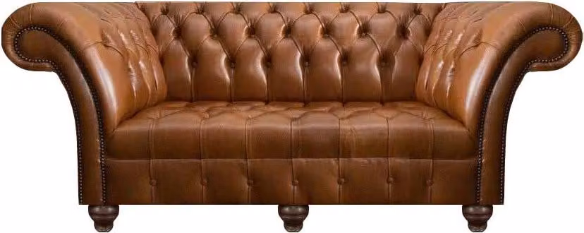 Brauner Chesterfield Leder Dreisitzer Wohnzimmer Moderne Polstercouchen