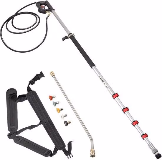 Idropulitrice da 4000 bar - Lunghezza estensibile - Lancia con 5 getti - Spruzzatore ad alta pressione estensibile - Prolunga da 1,5 a 6 metri