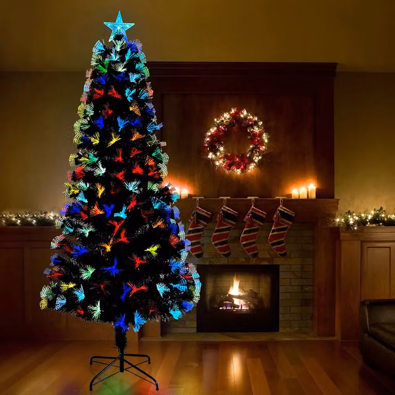 Albero di Natale artificiale vidaXL Verde con luci LED RGB in PVC e metallo stile Art Deco