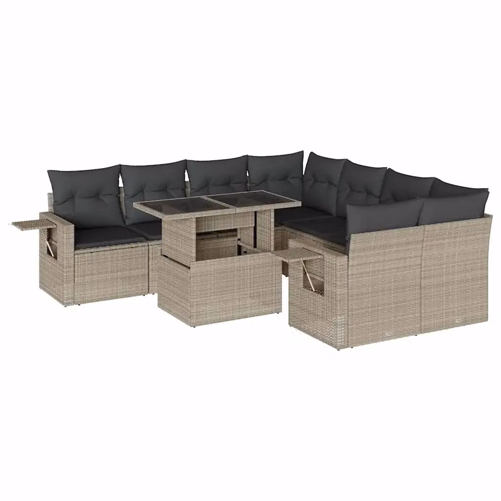 Set Divano da Giardino 9pz vidaXL in Polyrattan con Cuscini Grigio Antracite – 2