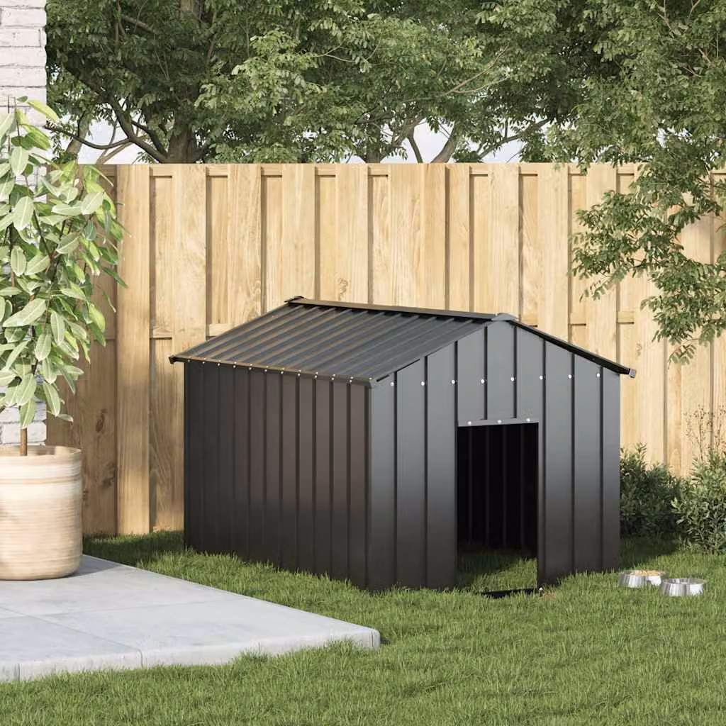 vidaXL Casetta per Cani con Tetto 113x153x101 cm Acciaio Zincato