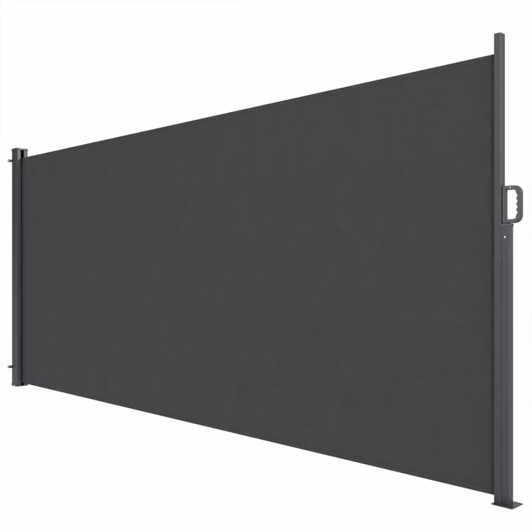 Tenda Laterale Retrattile 420x185 cm Impermeabile e UV 50+ in Alluminio Acciaio e Poliestere Grigio Scuro