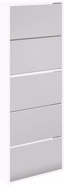 Scarpiera | Mobile per scarpe a 5 Strati con Specchio Bianca 63x17x169,5 cm