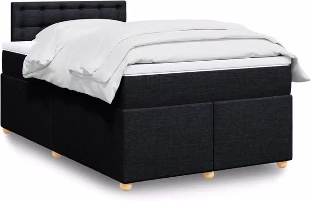 Letto Ibrido vidaXL con Giroletto a Molle e Materasso in Tessuto Nero e Bianco L/P: 120 x 190 cm – 1