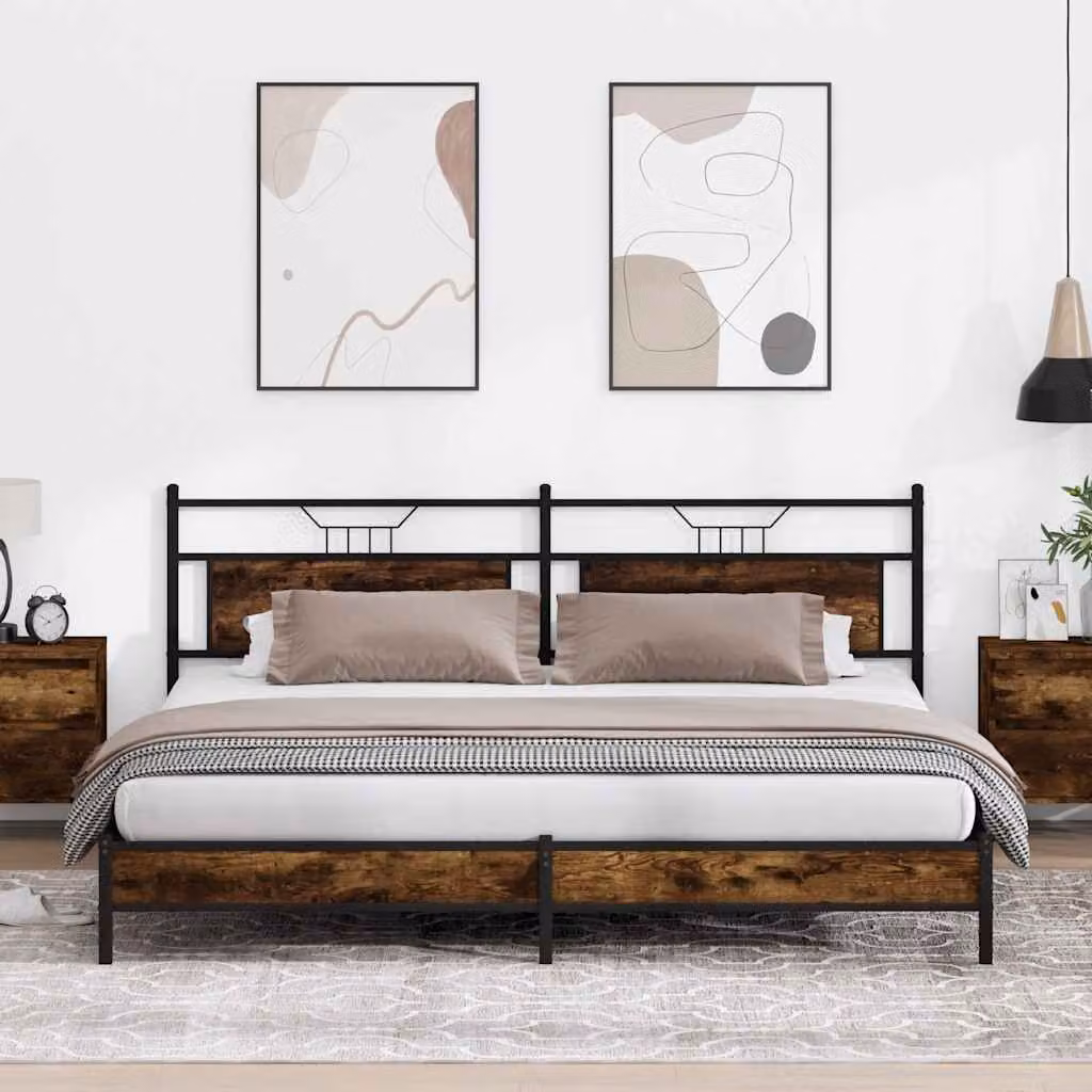 vidaXL Giroletto in Metallo e MDF Rovere Fumo L: 199 cm, P: 207 cm