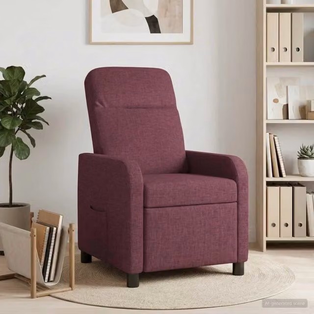 Poltrona reclinabile relax in tessuto viola con braccioli e design moderno per soggiorno o ufficio – 1