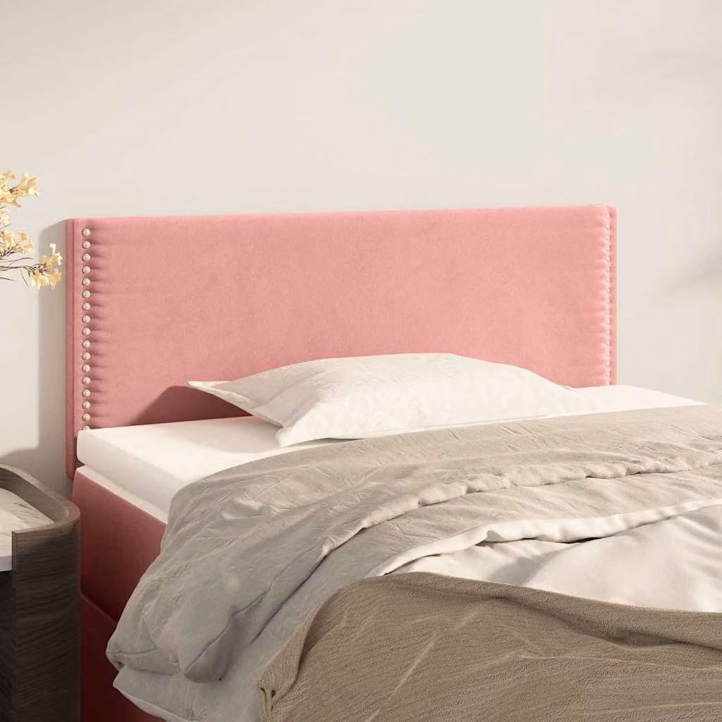 Testiera per letto vidaXL in velluto rosa con pannello imbottito, L: 100 cm, P: 5 cm, H: 78-88 cm