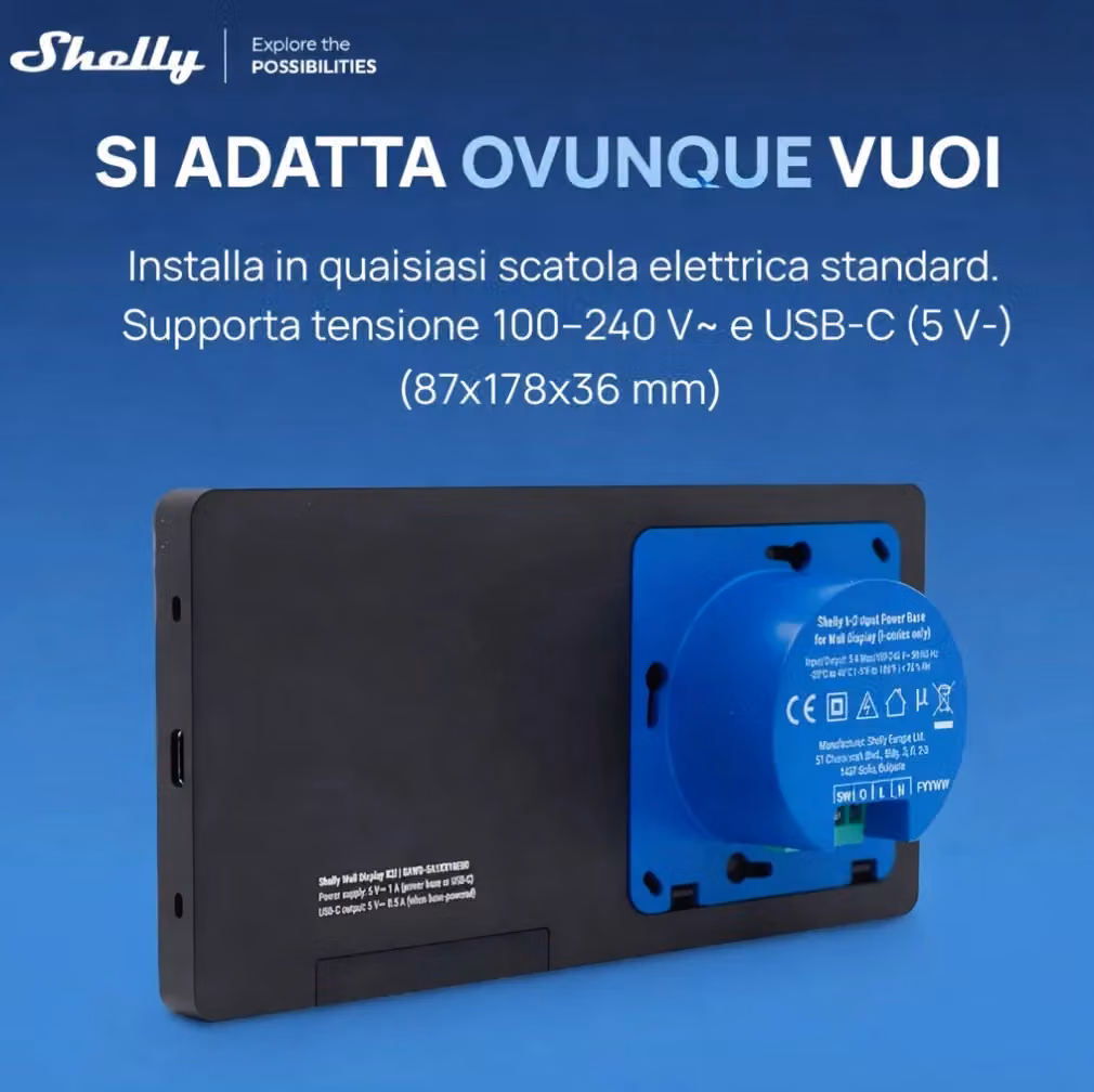 Shelly Wall Display X2i Black Display Touch Smart con Sensori Integrati per Controllo Smart Home e Monitoraggio Energetico – 2