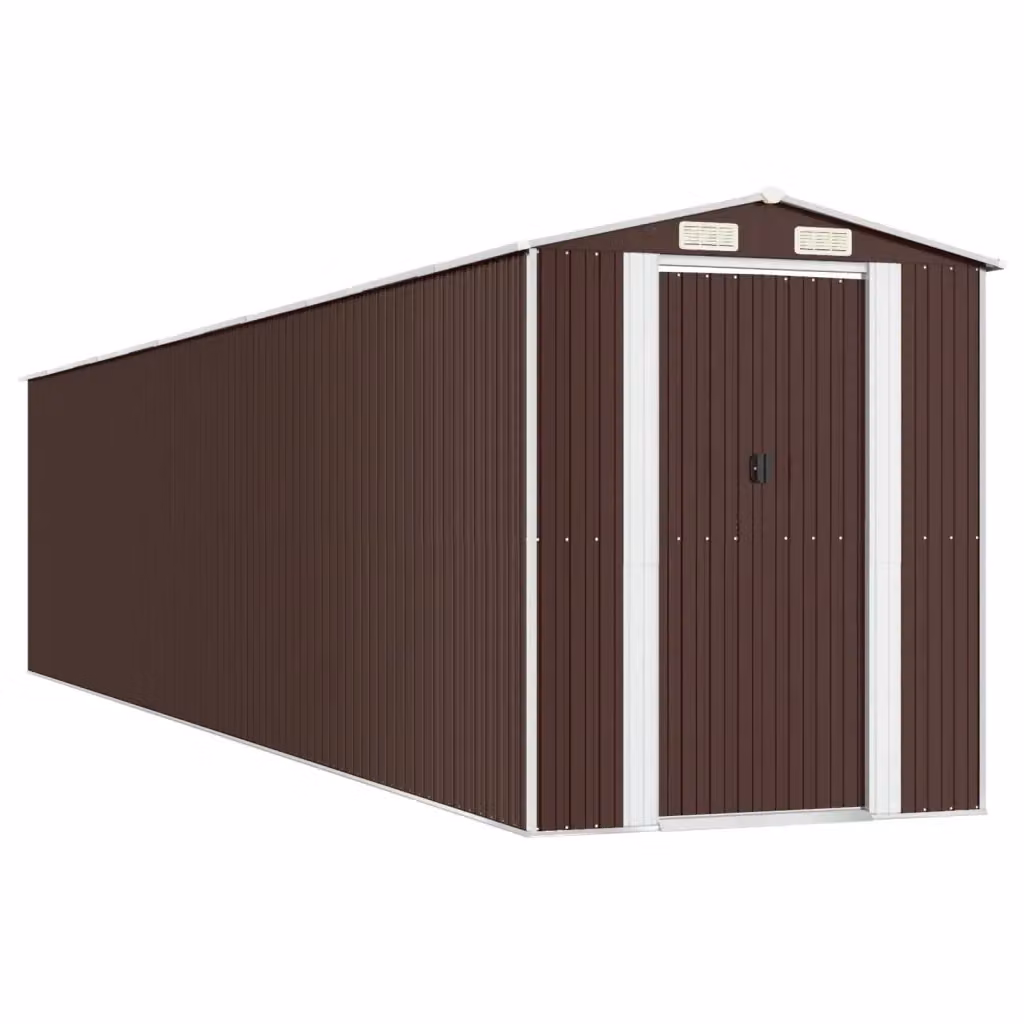 Capanno da Giardino Videx in Acciaio Zincato Marrone con Tetto a Capanna e Porte Scorrevoli L: 938 cm, P: 192 cm, H: 223 cm – 2