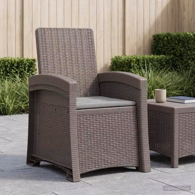 Sedia da giardino reclinabile vidaXL in effetto rattan grigio per esterni e relax