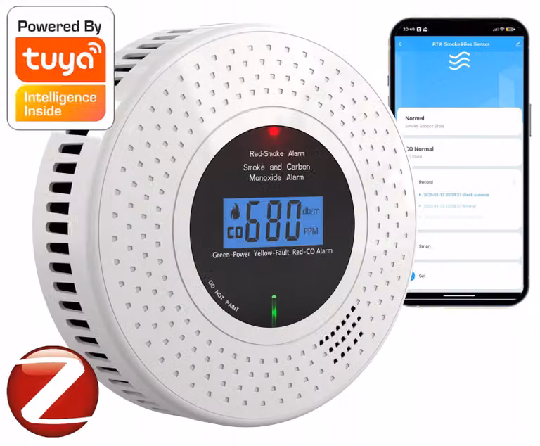 Rilevatore 2 in 1 per fumo e monossido di carbonio, TUYA ZIGBEE