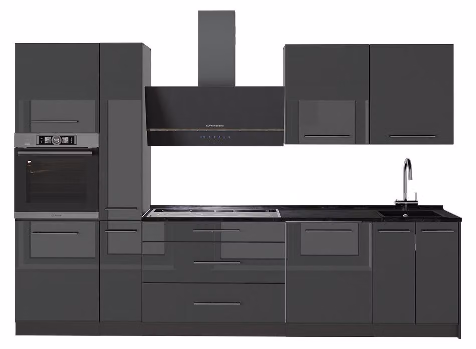 Cucina componibile Vicco Fame-Line Antracite lucido/Antracite 310 cm senza piano di lavoro, Model 64255