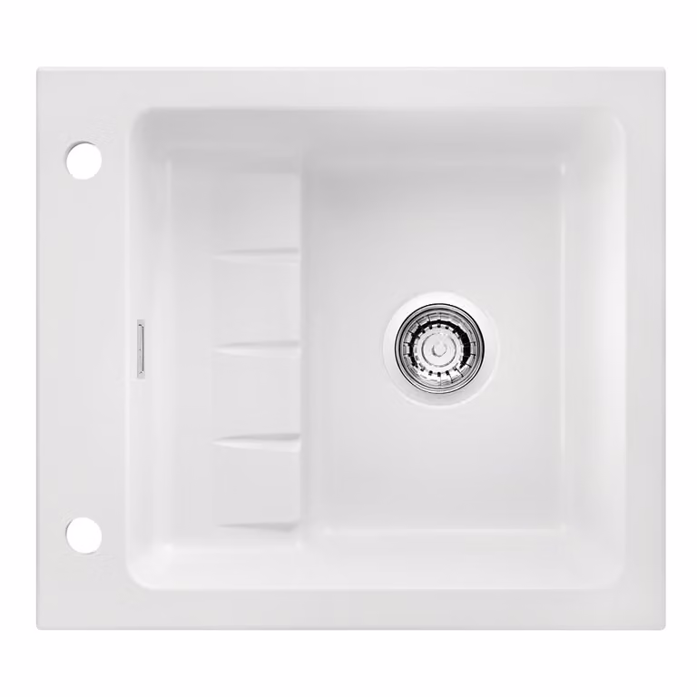 NABER 1091005 Lavello da incasso PickUP E con miscelatore girevole Premium, a partire da 600 mm di larghezza del mobile, Vetroceramica, bianco opaco