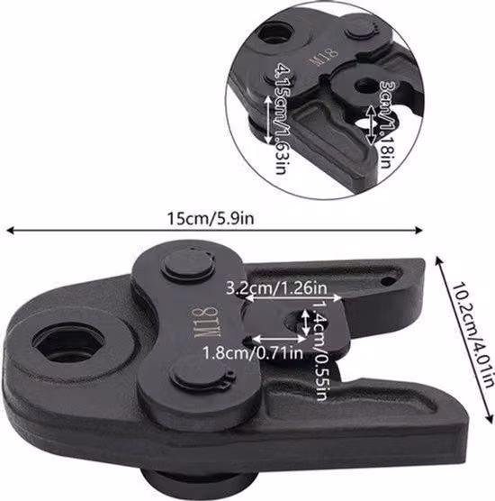 Pinza crimpatrice per tubi in rame - 22 mm - Acciaio 42CrMo - Colore nero - Realizzazione di precisione