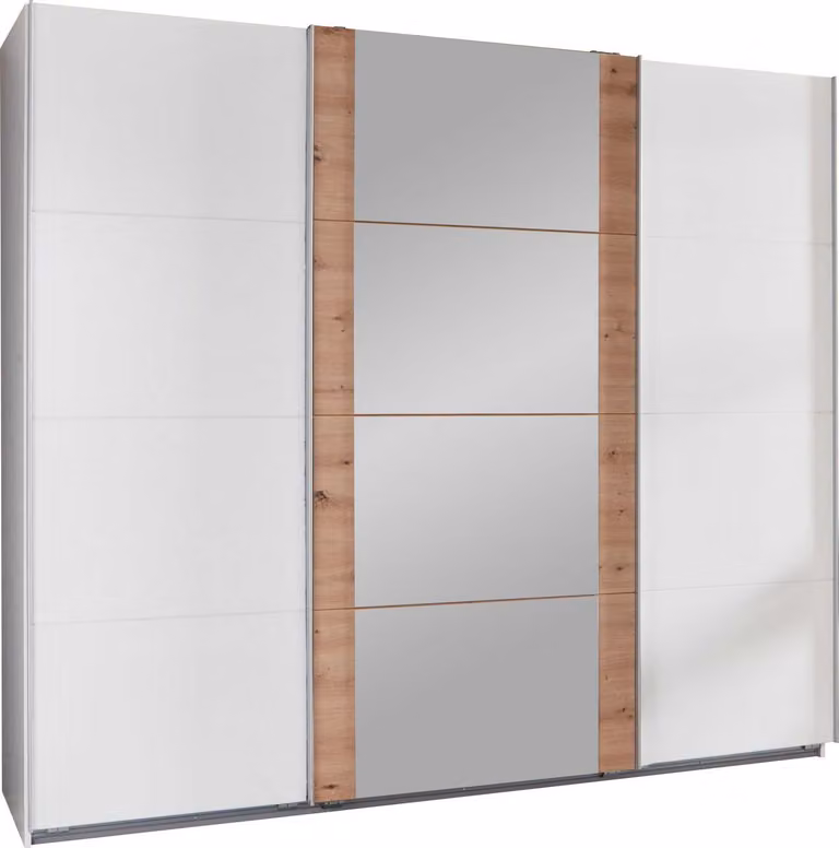 Armadio ad ante scorrevoli Berna Armadio design selezionabile, bianco / rovere artigianale, 270x64x210cm