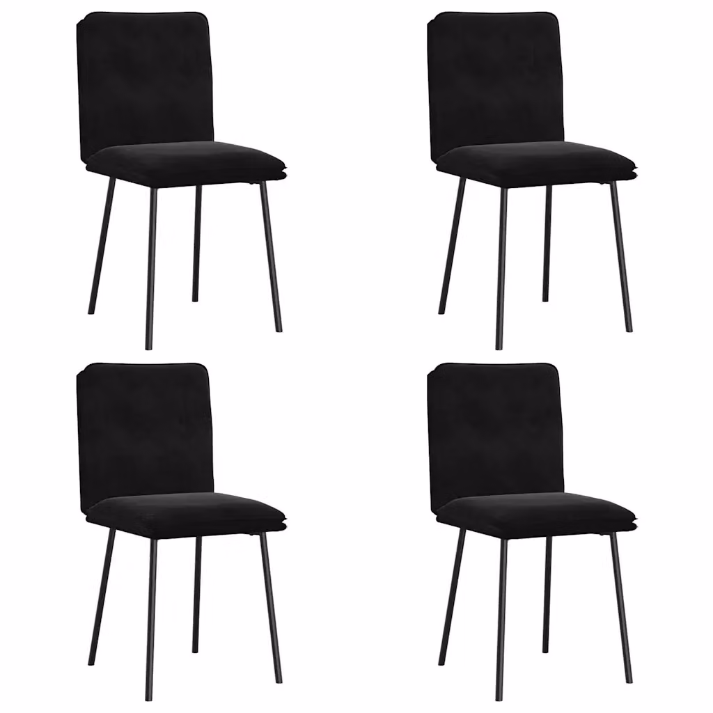 Set di 4 sedie da pranzo vidaXL in velluto nero con struttura in metallo e legno per soggiorno e sala da pranzo – 2