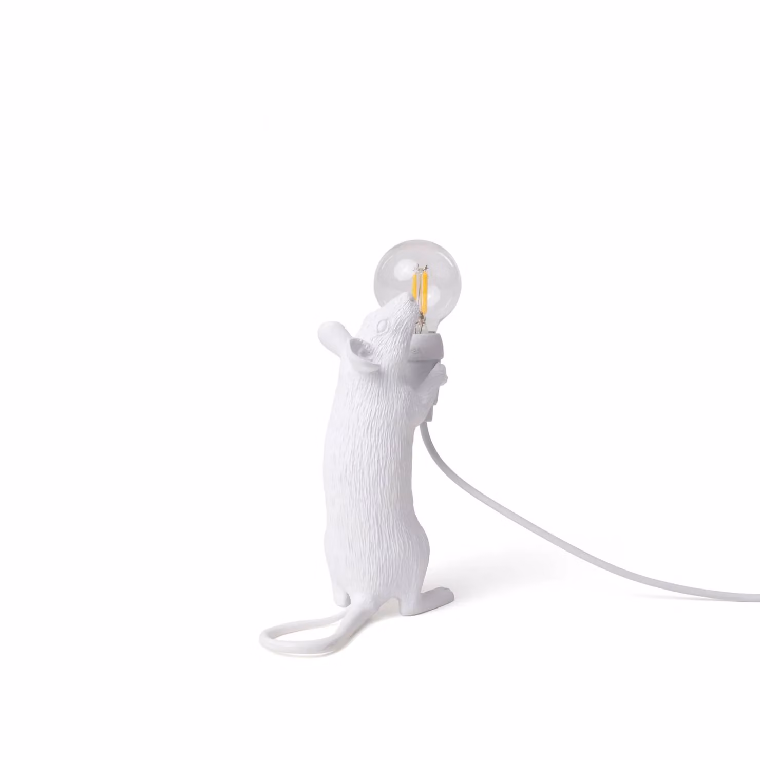 SELETTI Mouse Lamp Lampadina LED lampada decorativa USB verticale bianco Valentine, Bianco / Opale, Soggiorno / Sala da pranzo, Plastica, Design, Lampada da tavolo