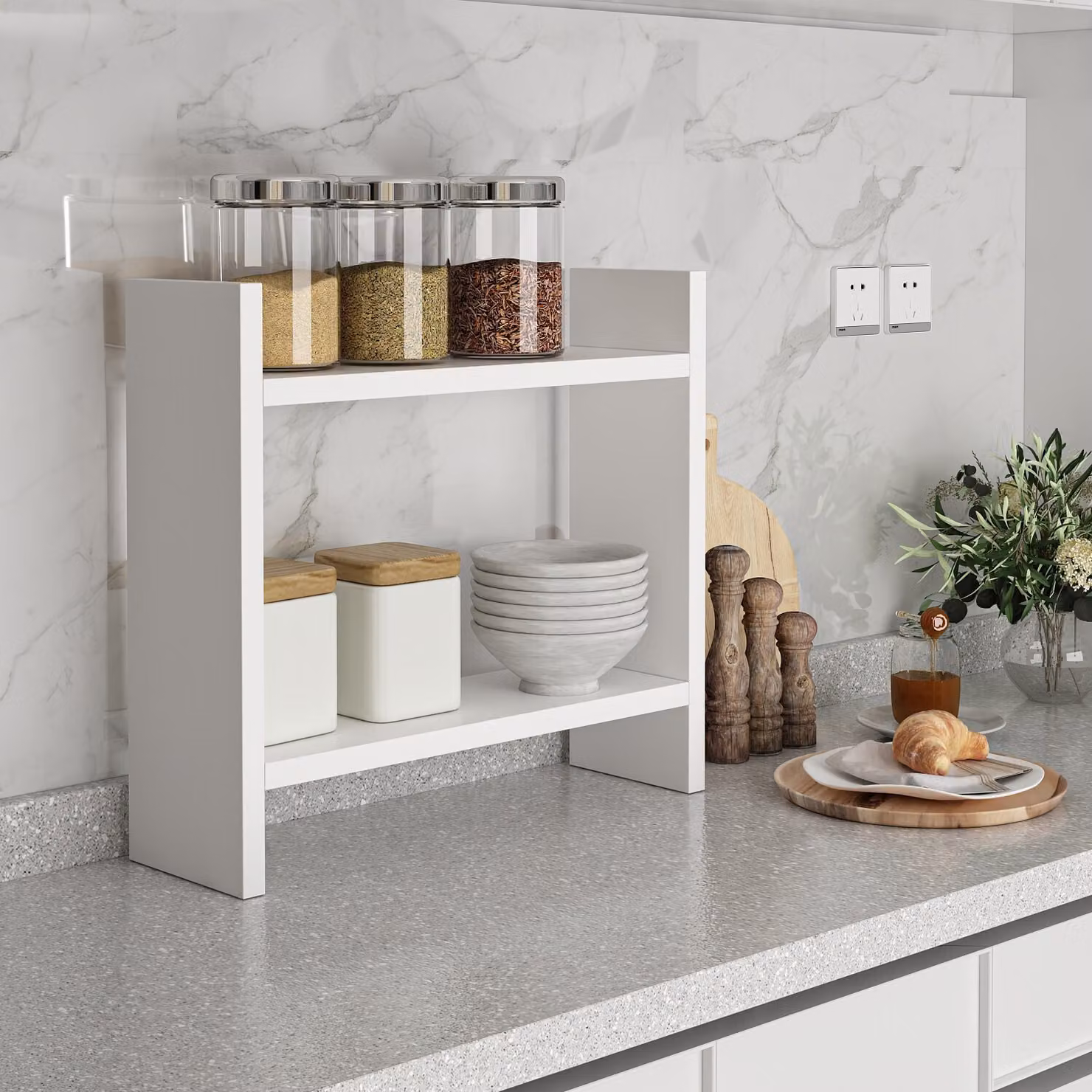 Skye Decor, Denver - Bianco, scaffali da cucina, bianco, 34 x 10 x 30 cm