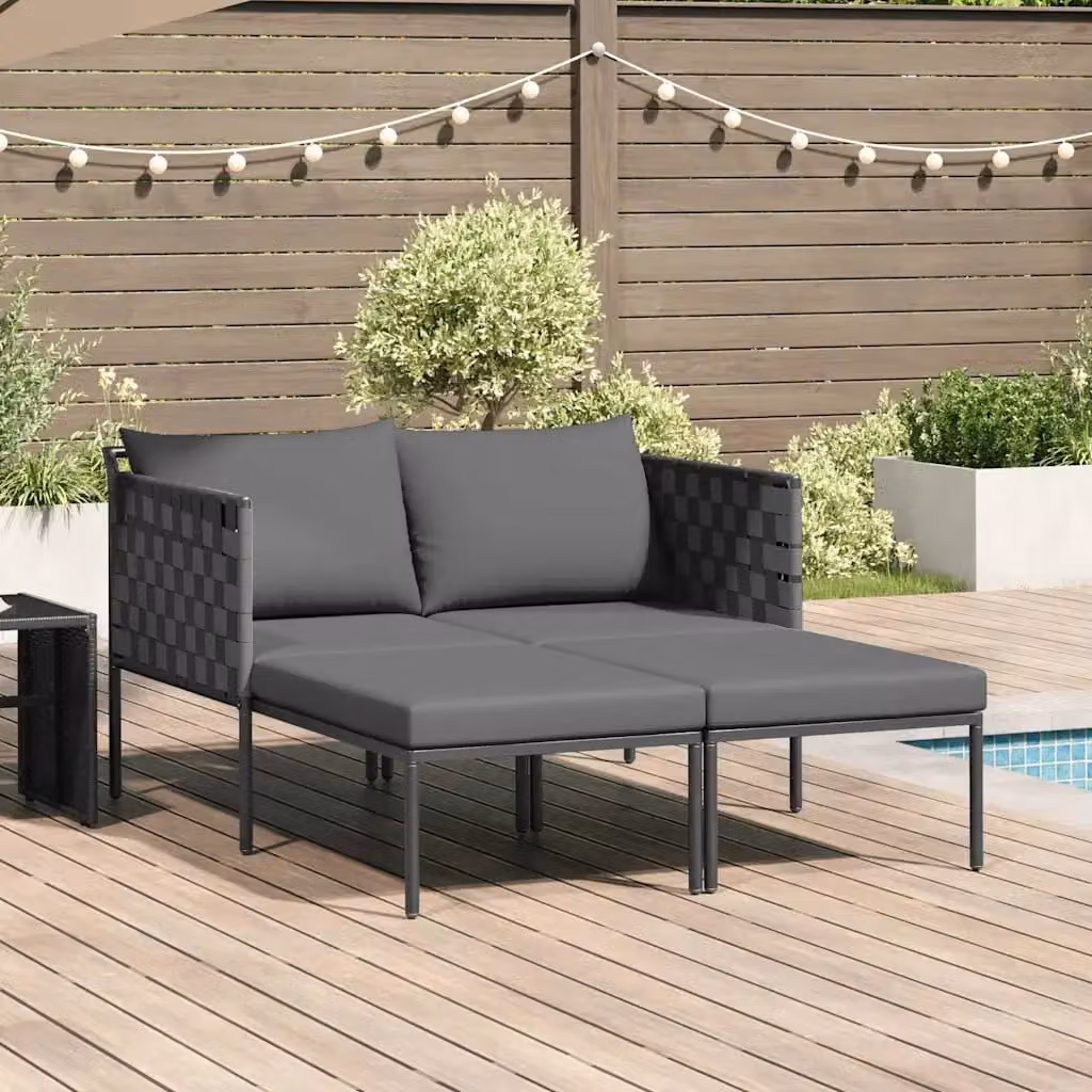 vidaXL Lettino da Sole Moderno in Acciaio Verniciato Antracite con Braccioli e Tessuto Resistente ai Raggi UV
