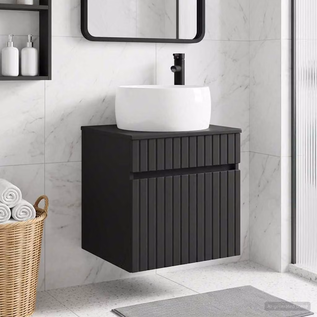 Mobile lavabo da parete vidaXL moderno in nero opaco L/P/H: 49 x 44,5 x 66 cm