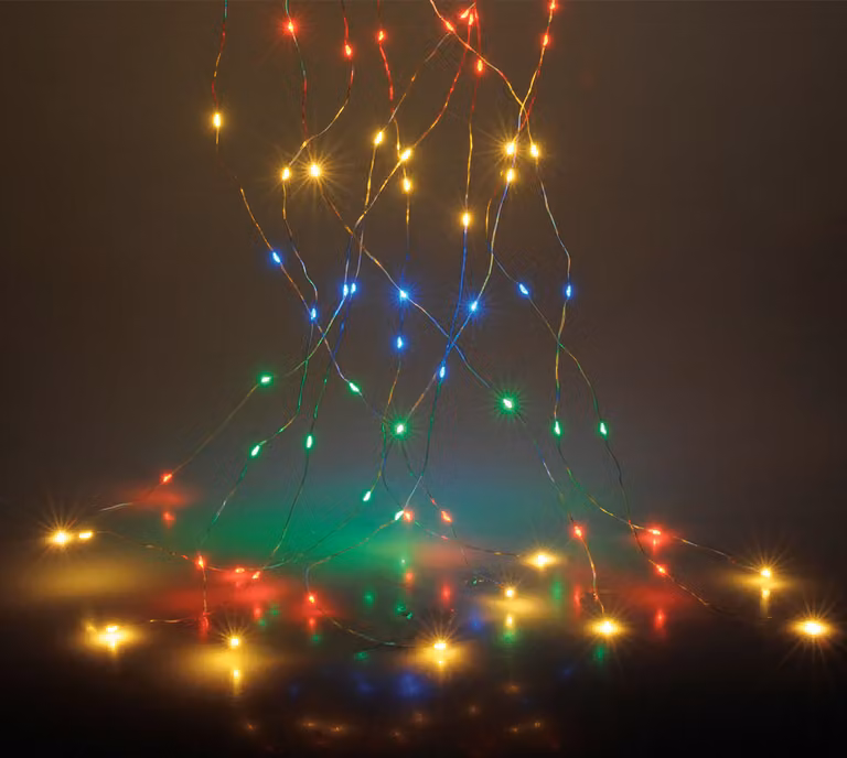 Catena luminosa multicolore - multicolore / 160 LED - filo luminoso natalizio Deco multicolore a batteria