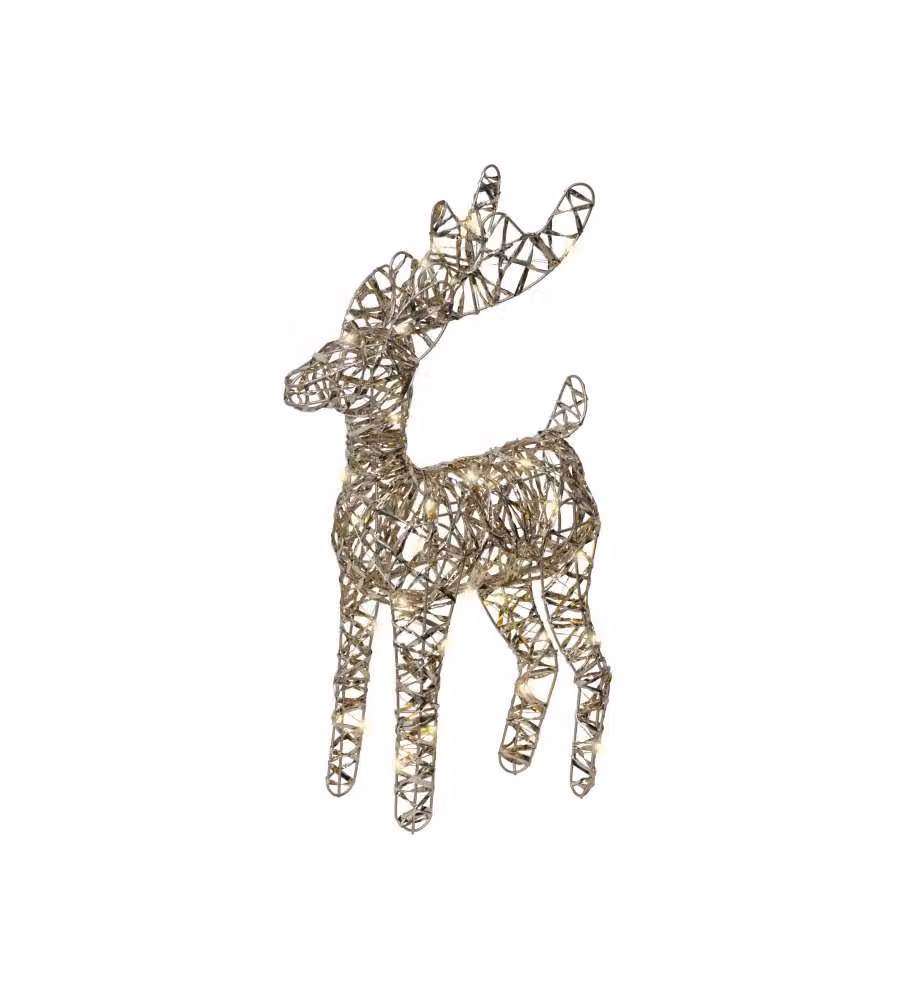Lumineo Decorazione Natalizia Renna Metallica Oro 37cm con LED Caldi